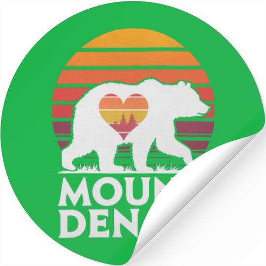 Retro Mount Denali Bear Sunset Art Stickers