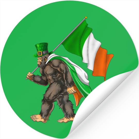 St. Patrick's Day Bigfoot Ireland Flag Stickers