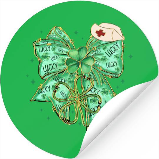 Coquette Patricks Day Bow Nurse Shamrock Lucky Stickers