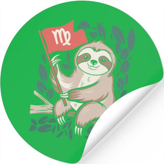 Charming Virgo Zodiac Sloth Embracing the Stars Stickers
