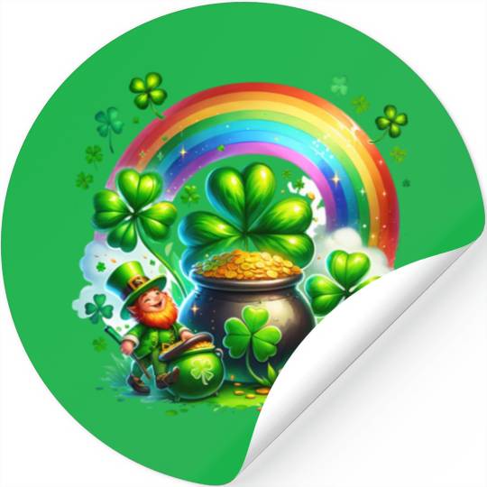 St. Patrick's Day Shamrock Pot Gold Rainbow Stickers