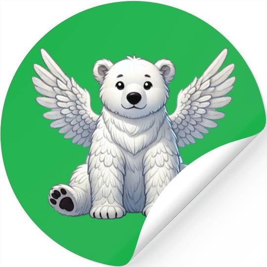 Cute Polar Bear Angel Cartoon Animal Illustration Stickers