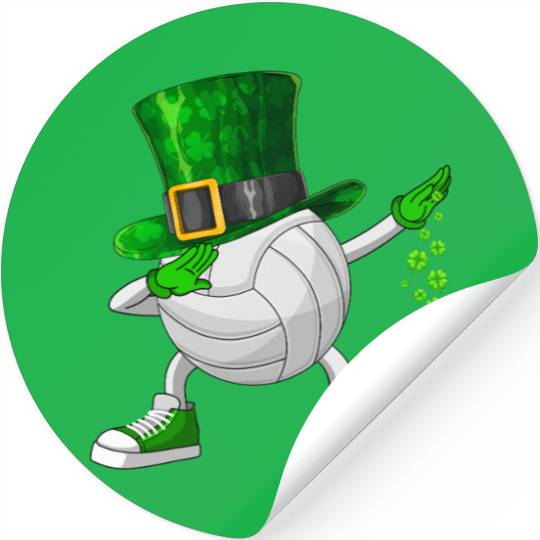 Funny Dabbing Shamrock Volleyball St Patrick's Day Stickers