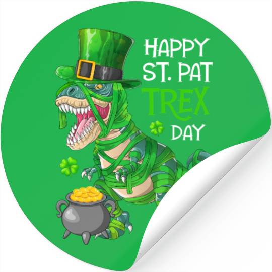 Happy St Pat Trex Day Dinosaur St Patricks Day Stickers