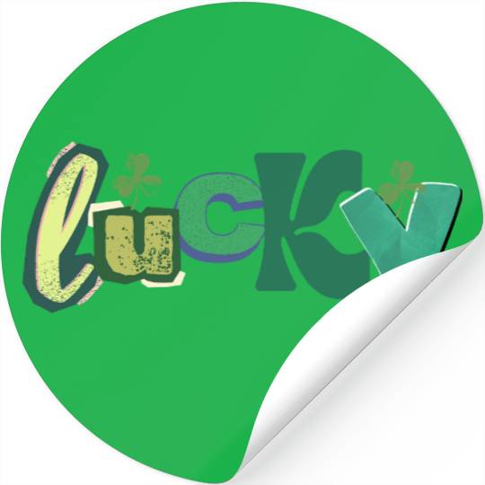 Lucky Typography with Shamrocks Stickers
