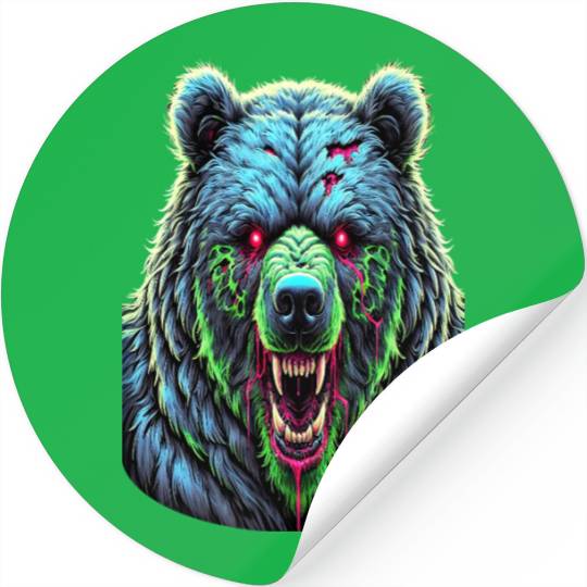 7D2D Inspired Neon Zombie Bear Stickers