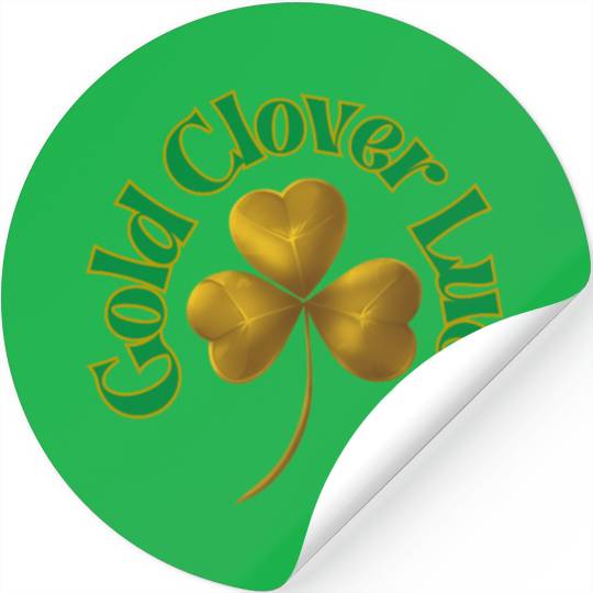 St. Patrick's Day - Gold Clover Luck Stickers