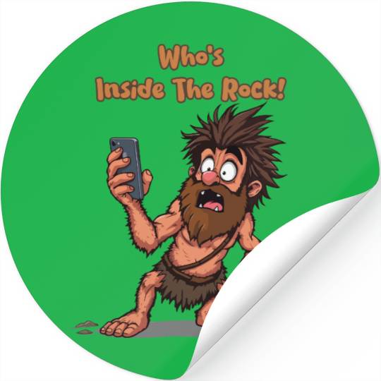 Funny Caveman – Stone Age Meets Modern Technology Stickers