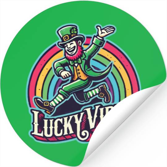 St. Patrick's Day Lucky Vibes Rainbow Stickers