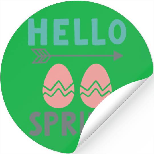 Hello Spring - Spring Design with Easter Eggs Stickers
