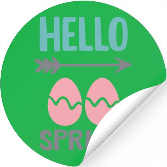 Hello Spring - Spring Design with Easter Eggs Stickers