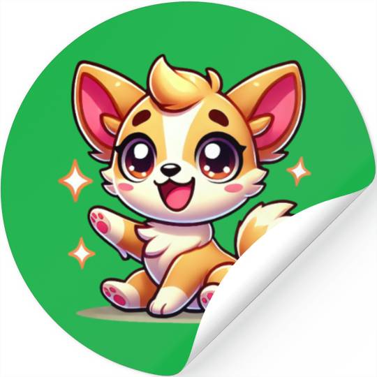 Charming Fox Cub Cartoon Design Stickers