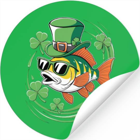 St. Patrick's Day With Fish And Clover Leaves Stickers