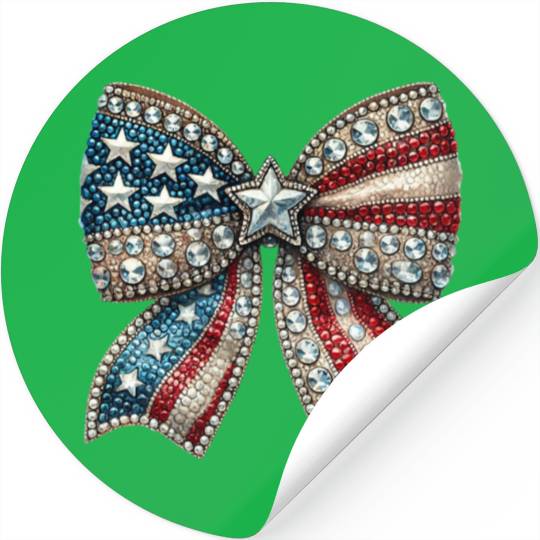 Patriotic Rhinestone Bow Stickers