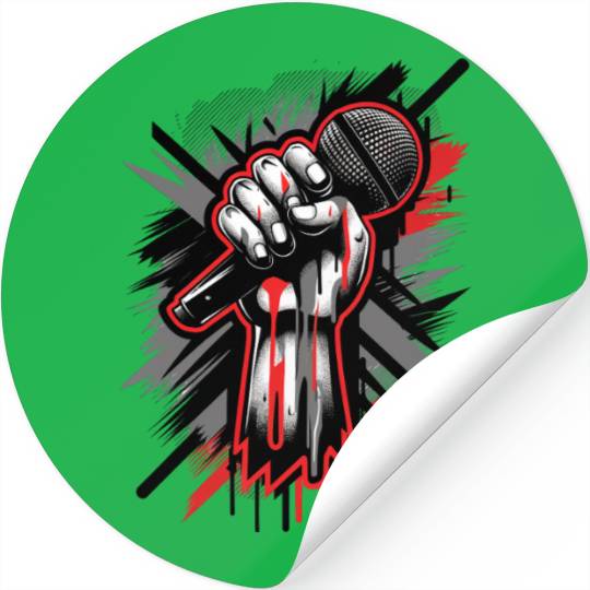 Vintage Hip Hop Rapper Inspired Microphone Art Stickers