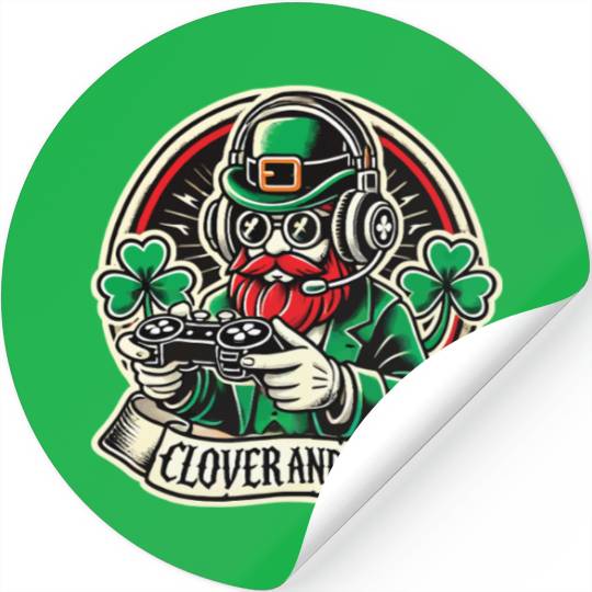 St. Patrick's Day Clover And Out Gaming Motif Stickers