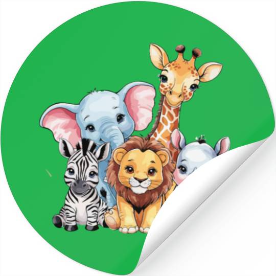 Cute Safari Adventures: Adorable Baby Animals Stickers