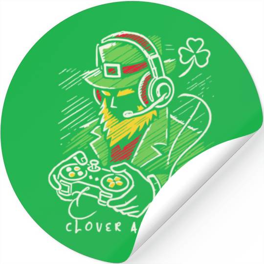 St. Patrick's Day Gamer Clover And Out Stickers