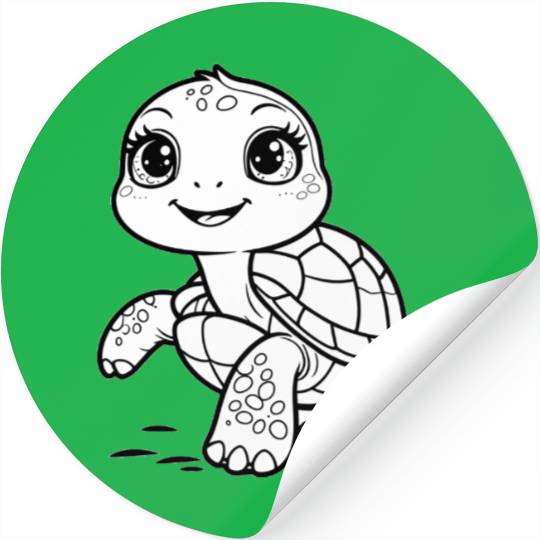 Happy Turtle Coloring Fun Stickers