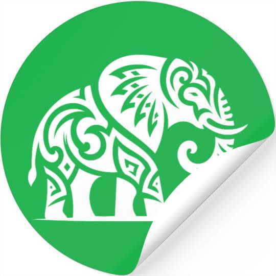 Elegant Tattoo Elephant With Large Tusks Stickers
