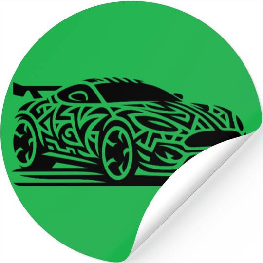 Racy Sports Car In T Tattoo Style Stickers