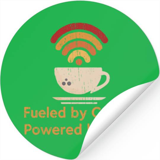 Retro Fueled by Coffee, Powered by WiFi Stickers