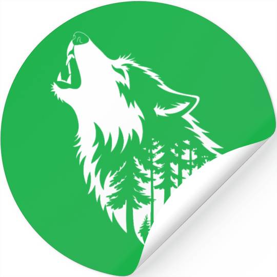 Howling Wolf & Forest Silhouette Stickers