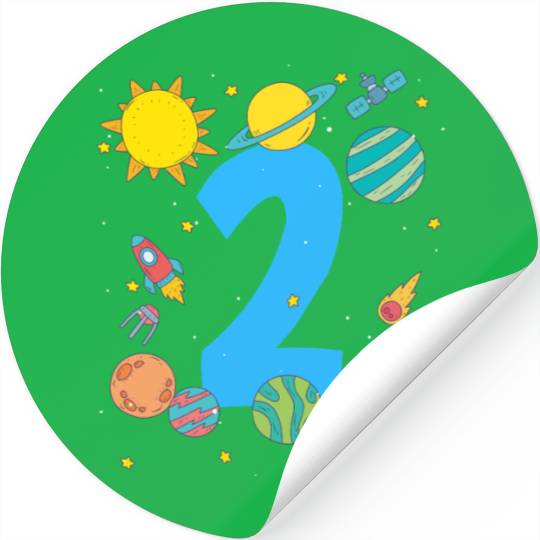 Space Number Two Adventure Fun Birthday Stickers