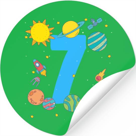 Space Adventure Theme Number Seven Stickers
