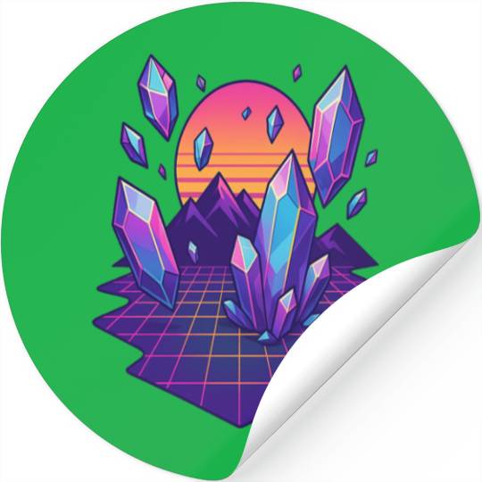 Crystal Skies: A Vaporwave Dreamscape Stickers
