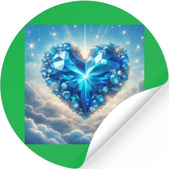Blue Heart Jewel Radiant Heart of Love Stickers