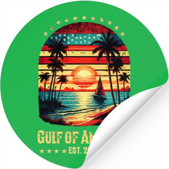 Retro Golf Of USA America Est 2025 American Flag Stickers