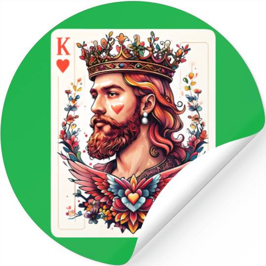 King of Hearts Card Illustration Stickers