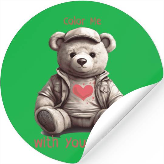 teddy bear - color me with your heart Stickers