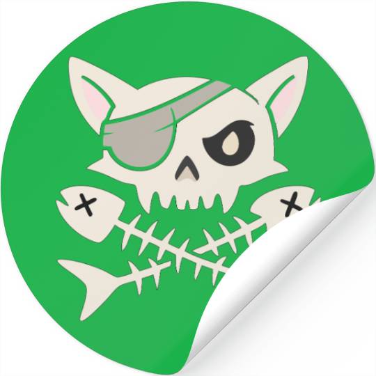 Cat Pirate Skull Funny Captain Cat Gift Stickers