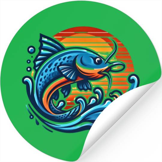 Leaping Catfish Sunset Stickers