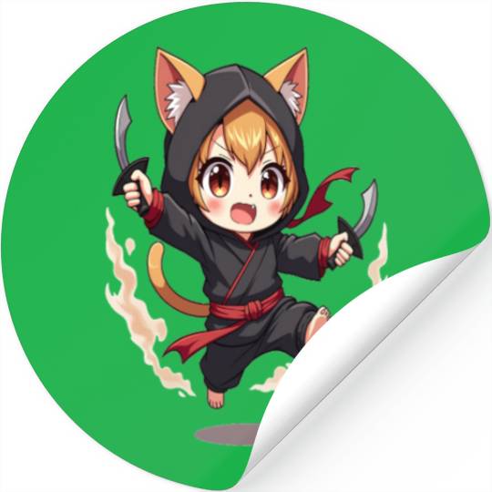 Chibi Ninja Cat Stickers