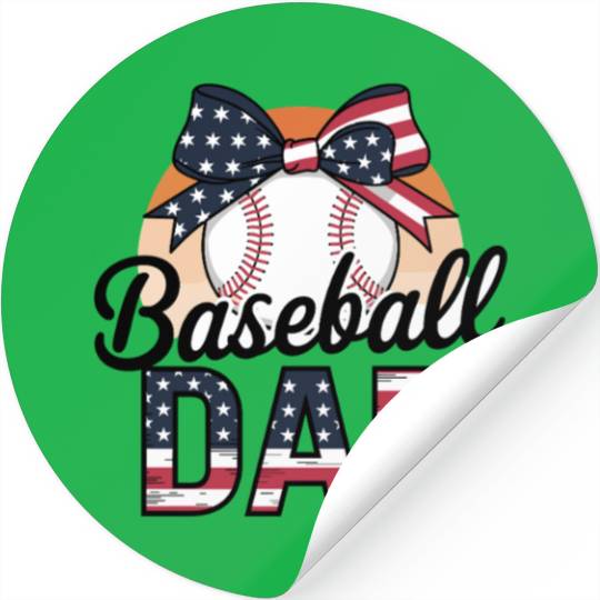 Patriotic Baseball Dad Bow Design For Proud Stickers