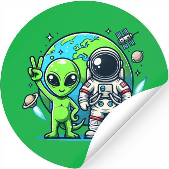 Alien Astronauts In Space Stickers