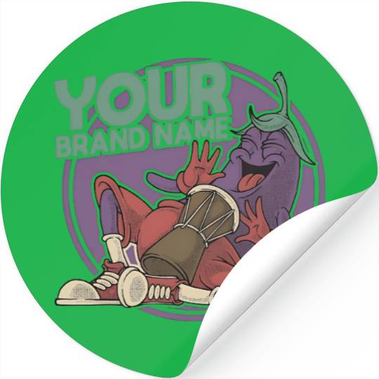 Funky Eggplant Drummer – Funny Cartoon Music T-Shi Stickers