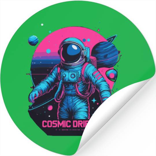 Cosmic Drifter Synthwave Stickers