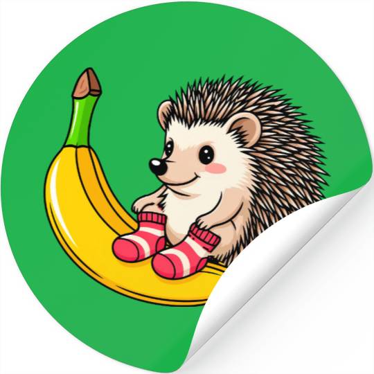 Hedgehog on a Banana Stickers