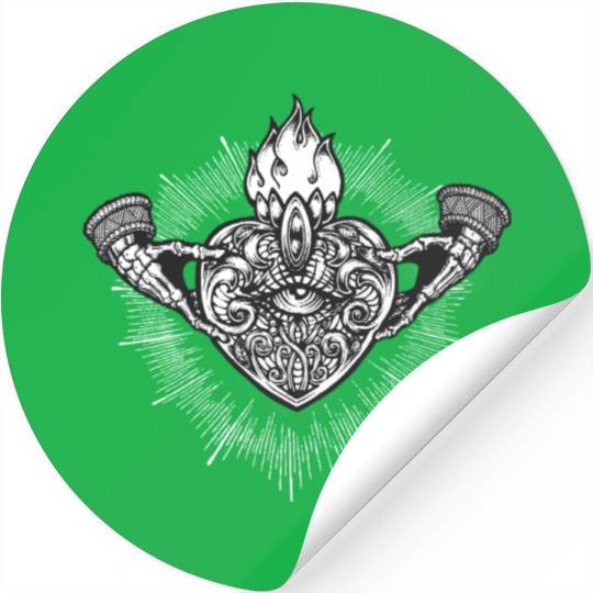 Sacred Heart Claddagh Symbol - White Stickers