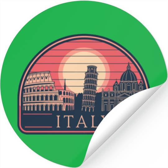Iconic Italy Landmarks at Sunset Stickers