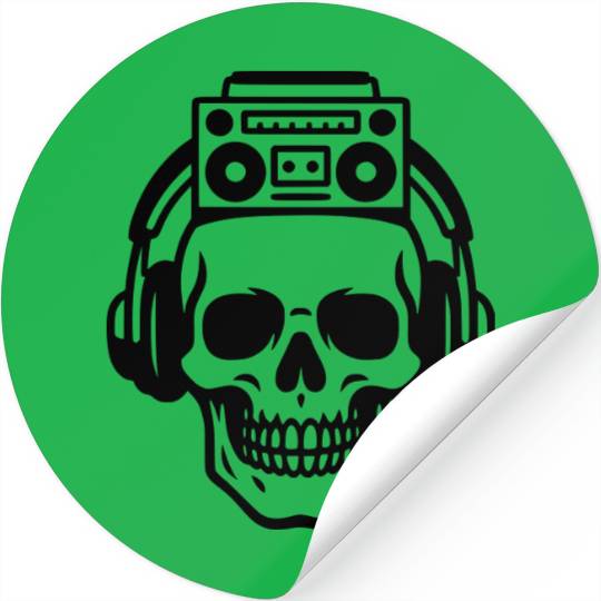 Music Head, skull, boombox, streetwear Stickers