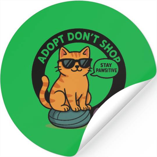 Stay Pawsitive – Adopt Don’t Shop Cat Design Stickers
