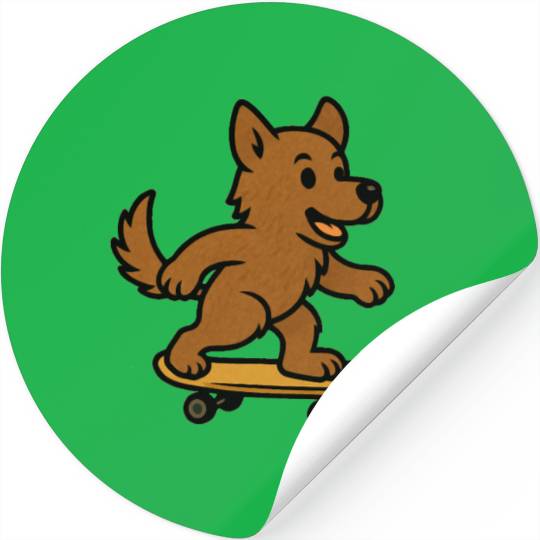 Cute Dog riding Skateboard Stickers