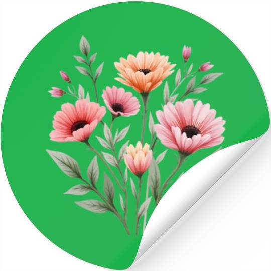Meadows Whisper Watercolor Wildflower Bouquet Stickers