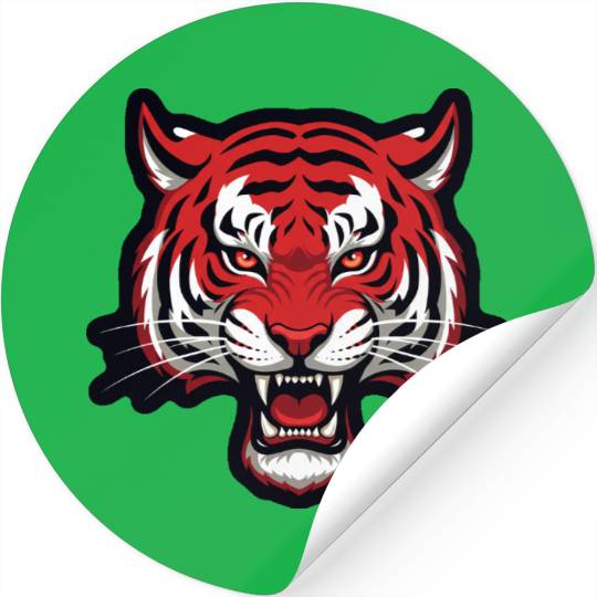 Savage Red Tiger Head – Fierce Wild Beast Stickers