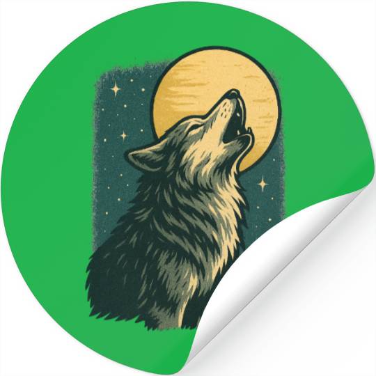 Lone wolf howl at the moon Stickers